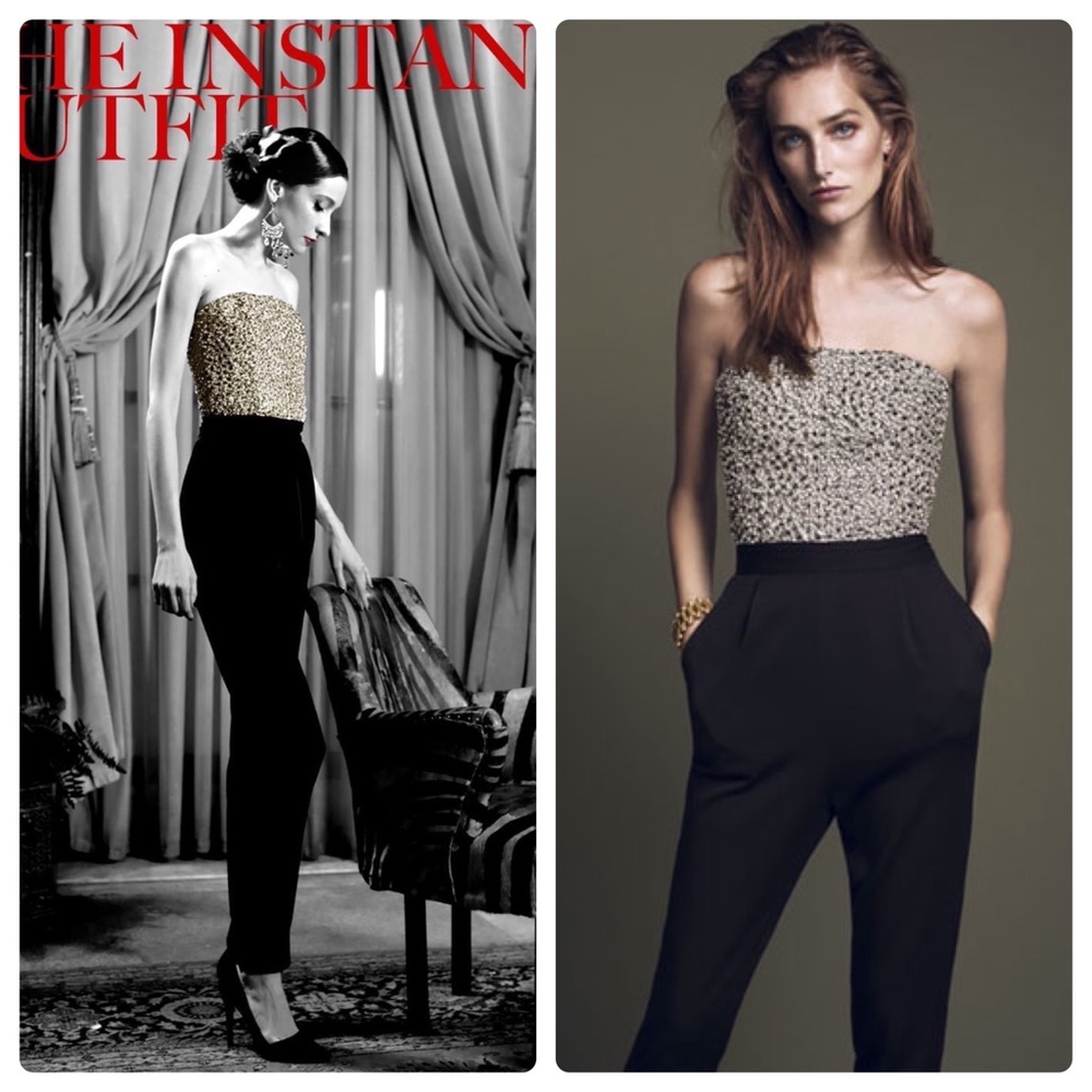 ALICE + OLIVIA Jeri Beaded Strapless Jumpsuit New Years Eve